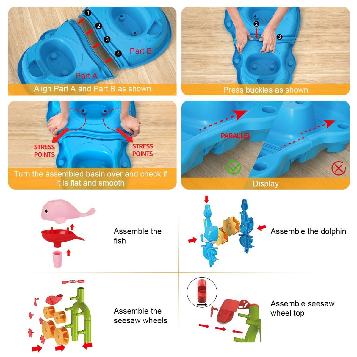 Kid Sand Water Table Toddler Water Activity Table Rain Showers Play Table Toy for 3-6 Years Old Sensory Exercise Friendship Building - Image 7