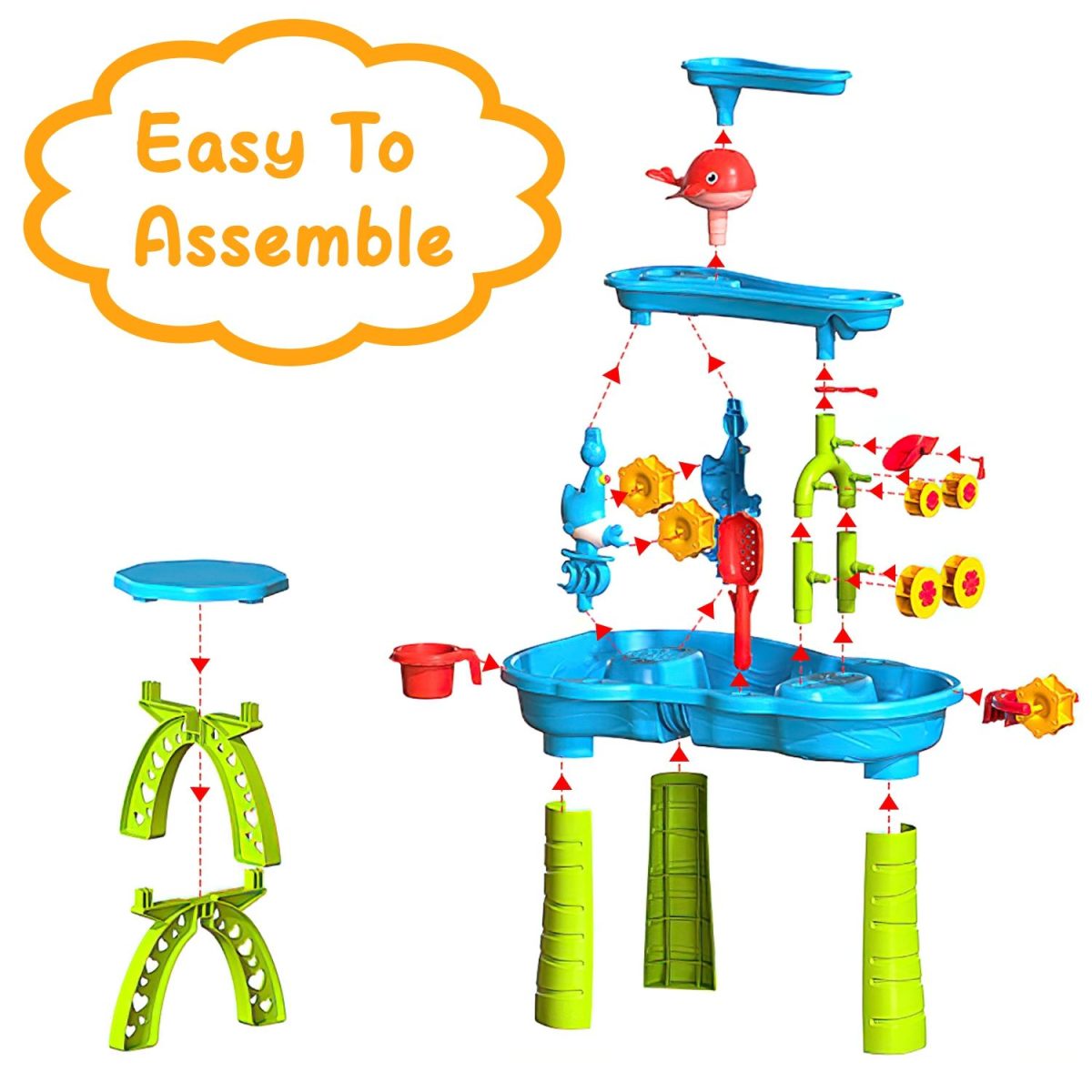Kid Sand Water Table Toddler Water Activity Table Rain Showers Play Table Toy for 3-6 Years Old Sensory Exercise Friendship Building - Image 9