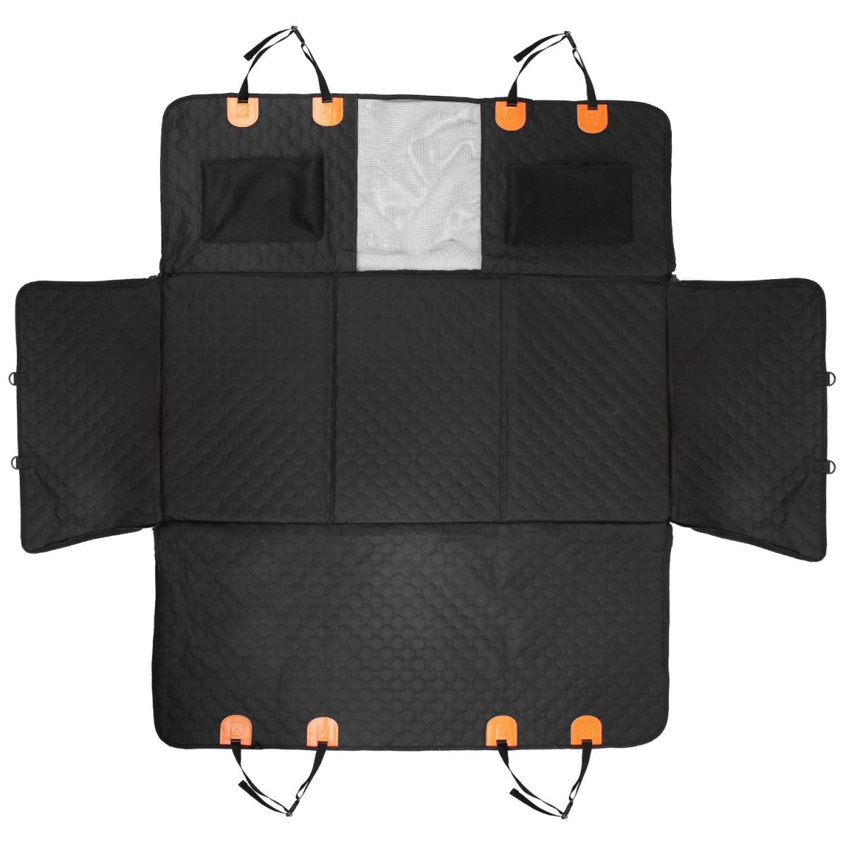 Dog Car Back Seat Cover With Zipper Mesh Window Storage Bags Waterproof 600D Oxford Cloth Car Seat Protector With Slide Flaps For Cars Trucks SUVs - Image 3