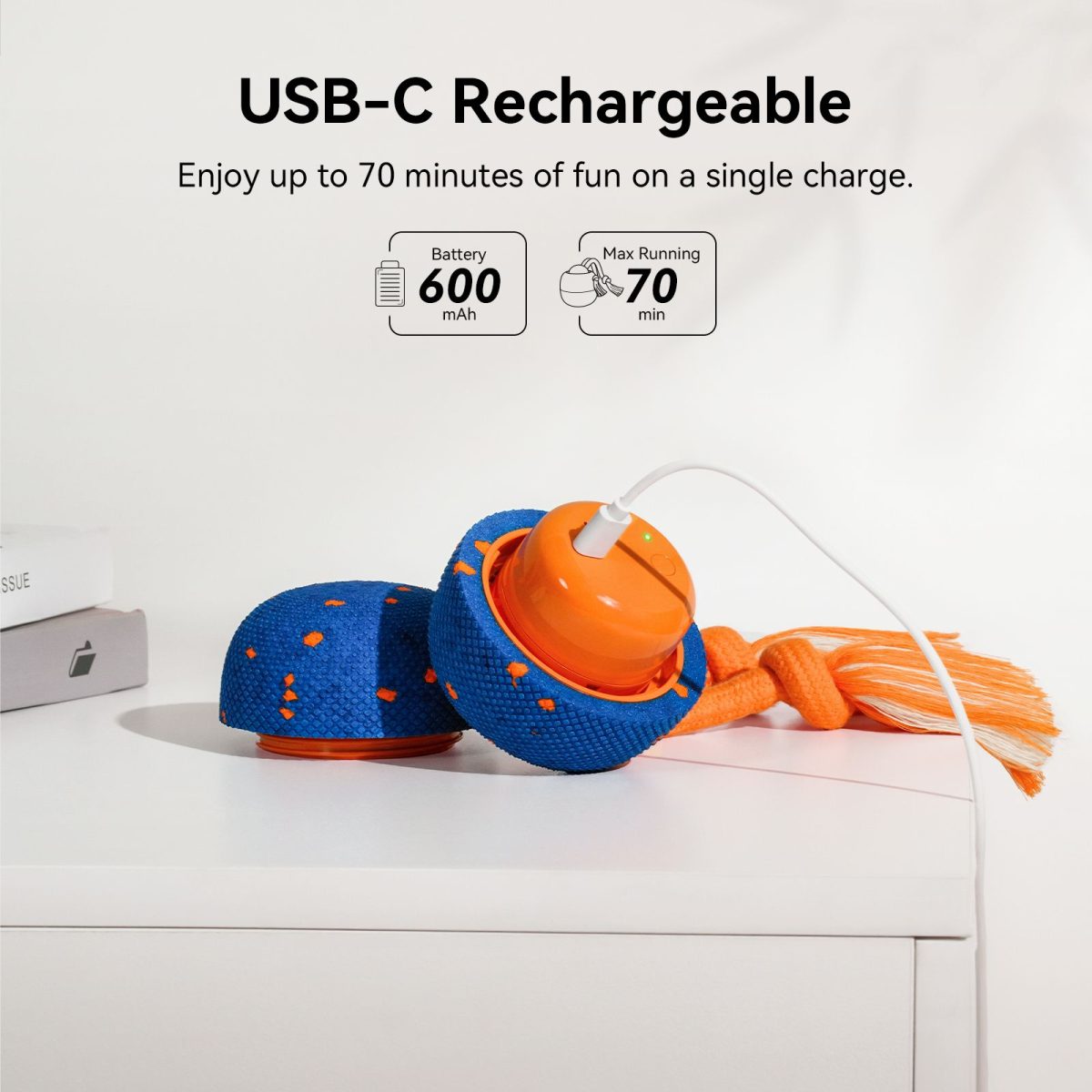 Cheerble Interactive Dog Toy, Wicked Ball Rolly, Automatic Move, E-TPU Material, Rope and Barking Sounds, for Medium to Large Dogs - Image 14