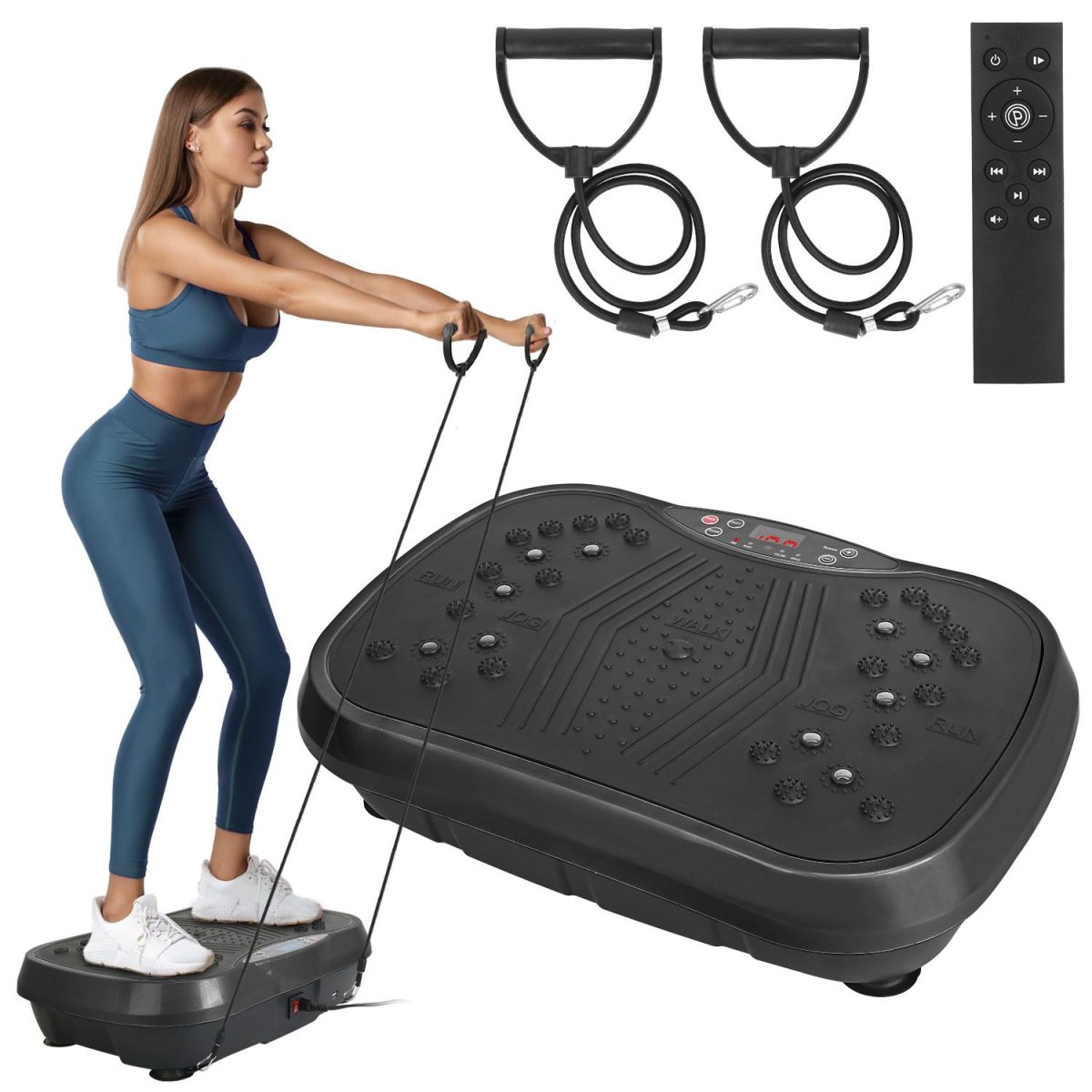 Vibration Exercise Machine With Resistant Bands Remote Control Whole Body Vibration Platform Workout Equipment Home Fitness Training Equipment For Weight Loss Fat Burner - Image 33