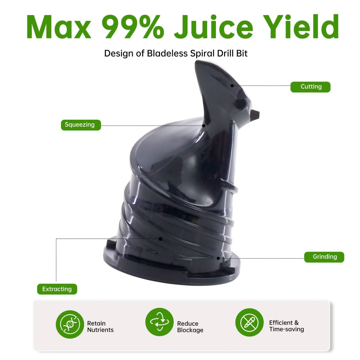 Cold juicer, chewable juicer, wide feeding trough for easy cleaning, suitable for whole vegetables and fruits - Image 3