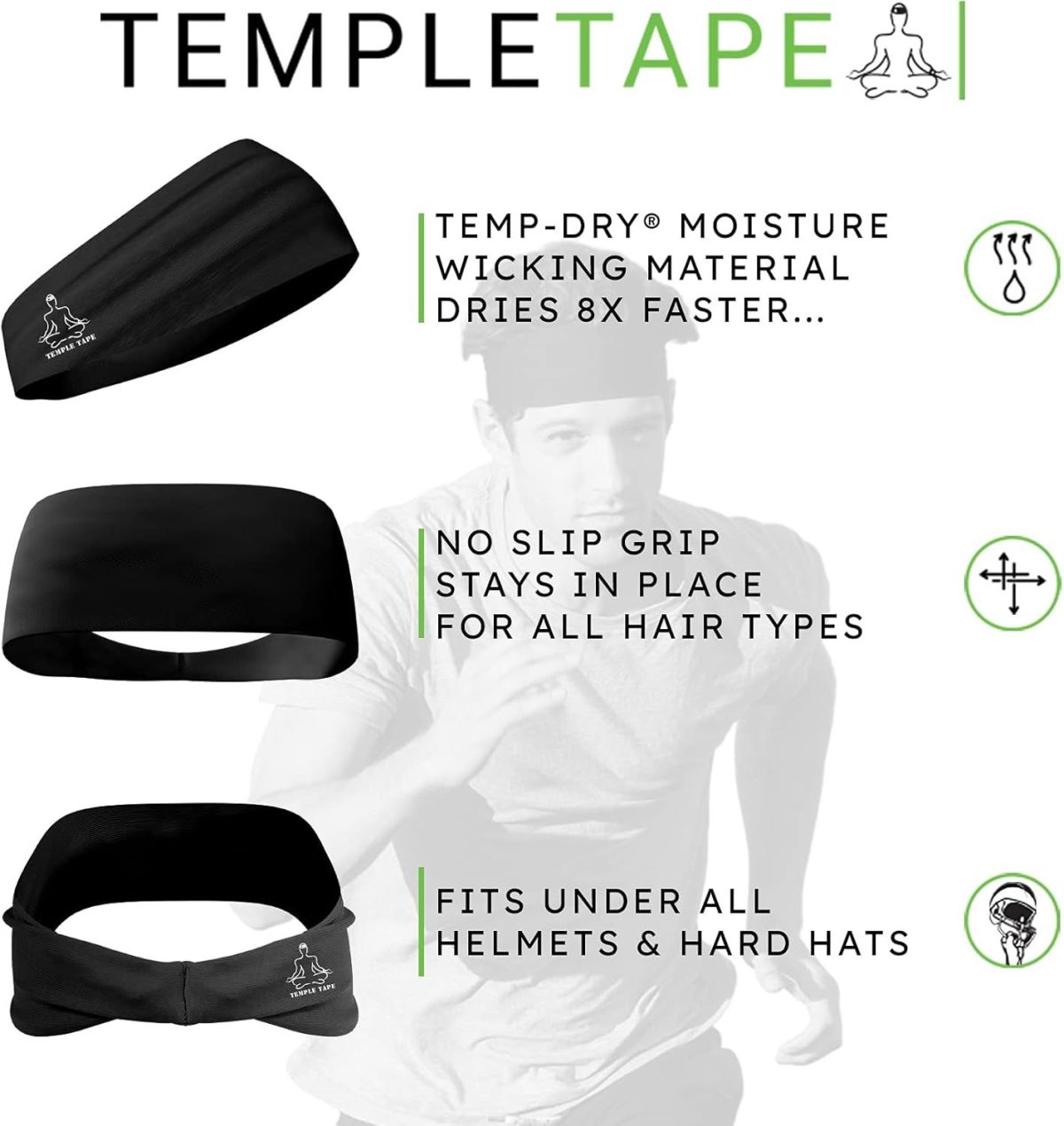 Sweat Band Workout Headbands for Women and Men - Sweatbands for Men - Moisture Wicking Sports Sweat Bands Headbands for Women, Running,Cycling,Yoga,Football Headband - Image 2