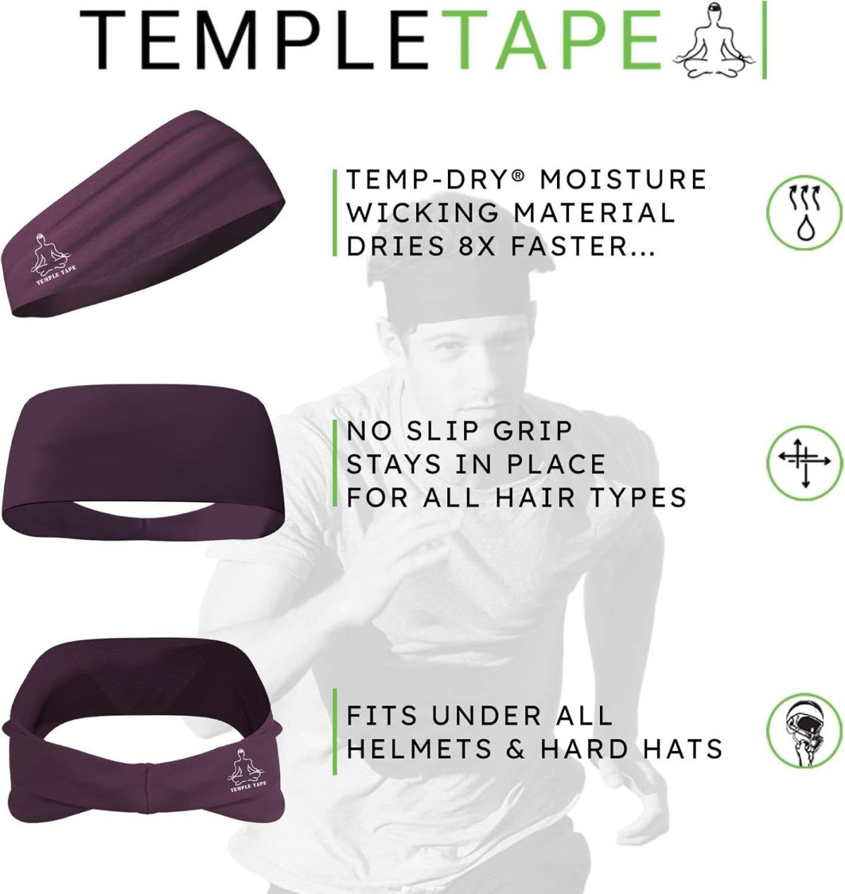 Sweat Band Workout Headbands for Women and Men - Sweatbands for Men - Moisture Wicking Sports Sweat Bands Headbands for Women, Running,Cycling,Yoga,Football Headband - Image 55