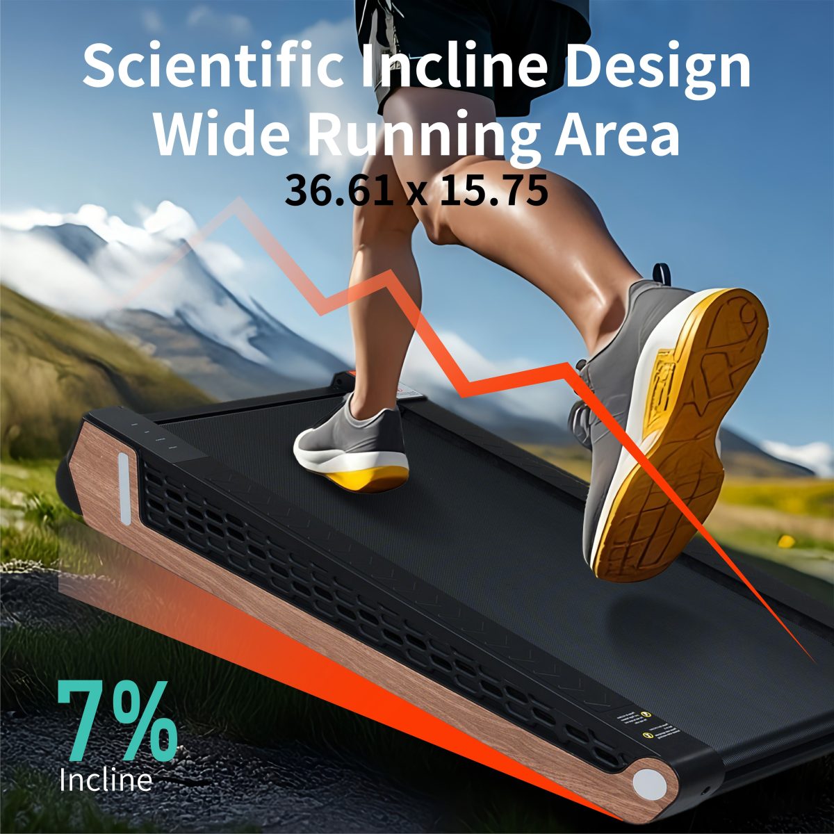 8° Incline Walking Pad Treadmill - Portable Compact Treadmills Under Desk Treadmill, Incline Treadmills for Home Office, Upright Stand, 2.55HP Portable Treadmill with 220 lbs Capacity, LED Display. - Image 2