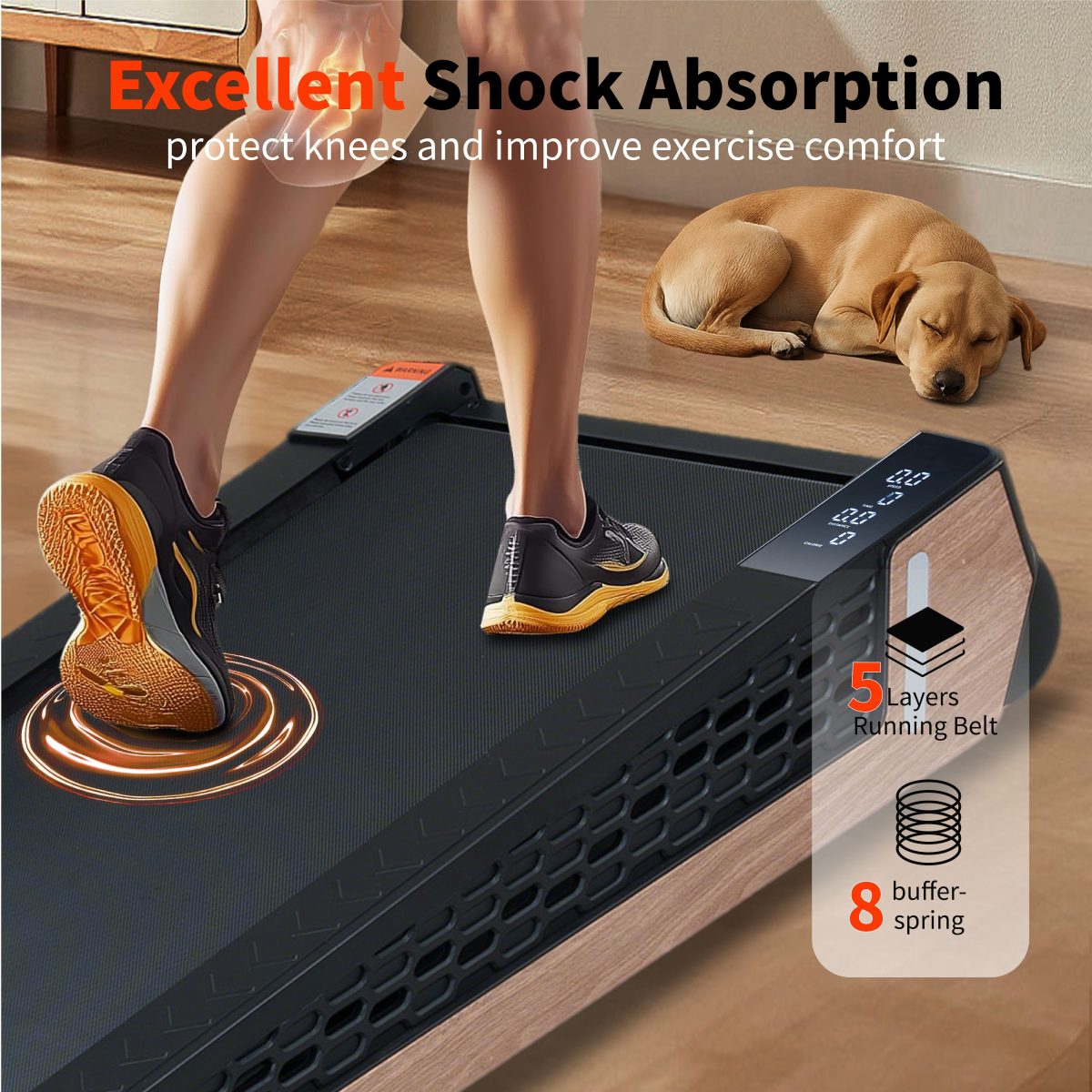 8° Incline Walking Pad Treadmill - Portable Compact Treadmills Under Desk Treadmill, Incline Treadmills for Home Office, Upright Stand, 2.55HP Portable Treadmill with 220 lbs Capacity, LED Display. - Image 5