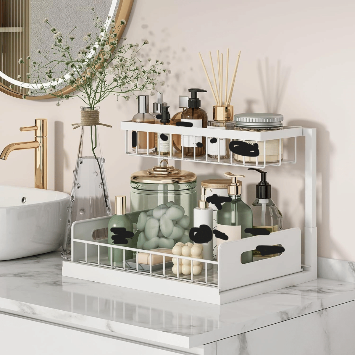 Under Sink Organizer, Pull Out Cabinet Storage 2 Tier Slide Out Sink Shelf, Kitchen Organizers and Storage, Black, 1 Pack - Image 4
