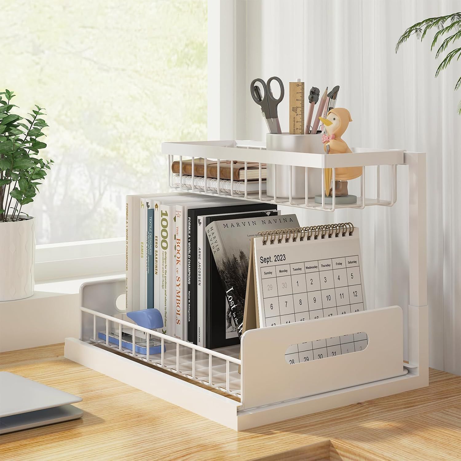 d01027hdnhy.jpg Under Sink Organizer, Pull Out Cabinet Storage 2 Tier Slide Out Sink Shelf, Kitchen Organizers and Storage, Black, 1 Pack - Image 1