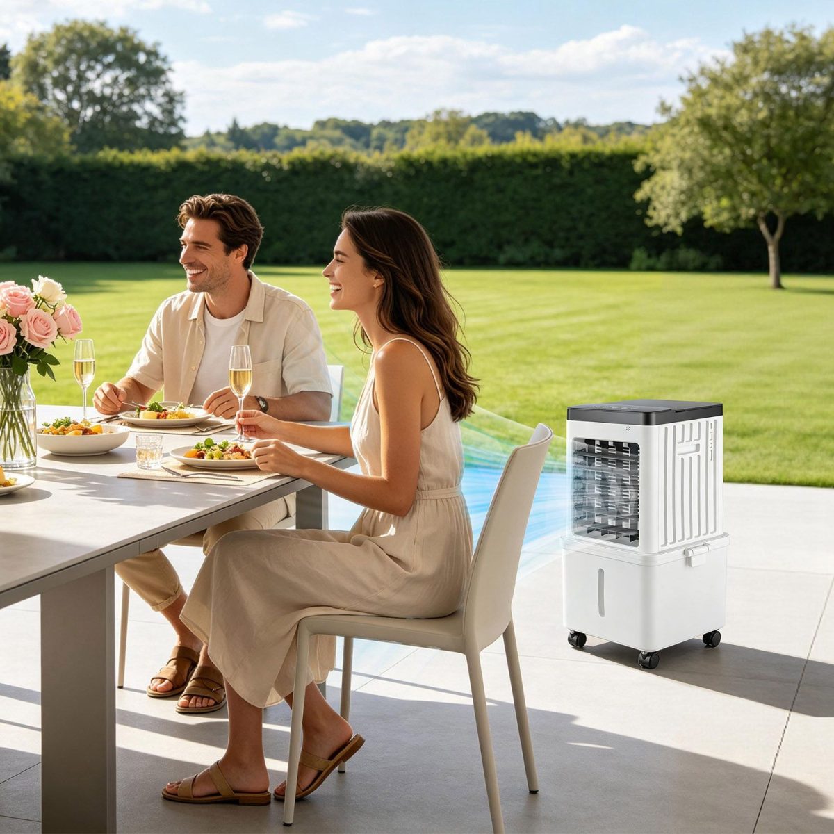 3 IN 1 Portable Air Conditioners,  12L Evaporative Air Conditioner with 3-Speed Dual Water Tank Touch & Remote Control 4 Wheels 4 Ice Packs Oscillation 15H Timer Visible Window for Bedroom Office Home - Image 2