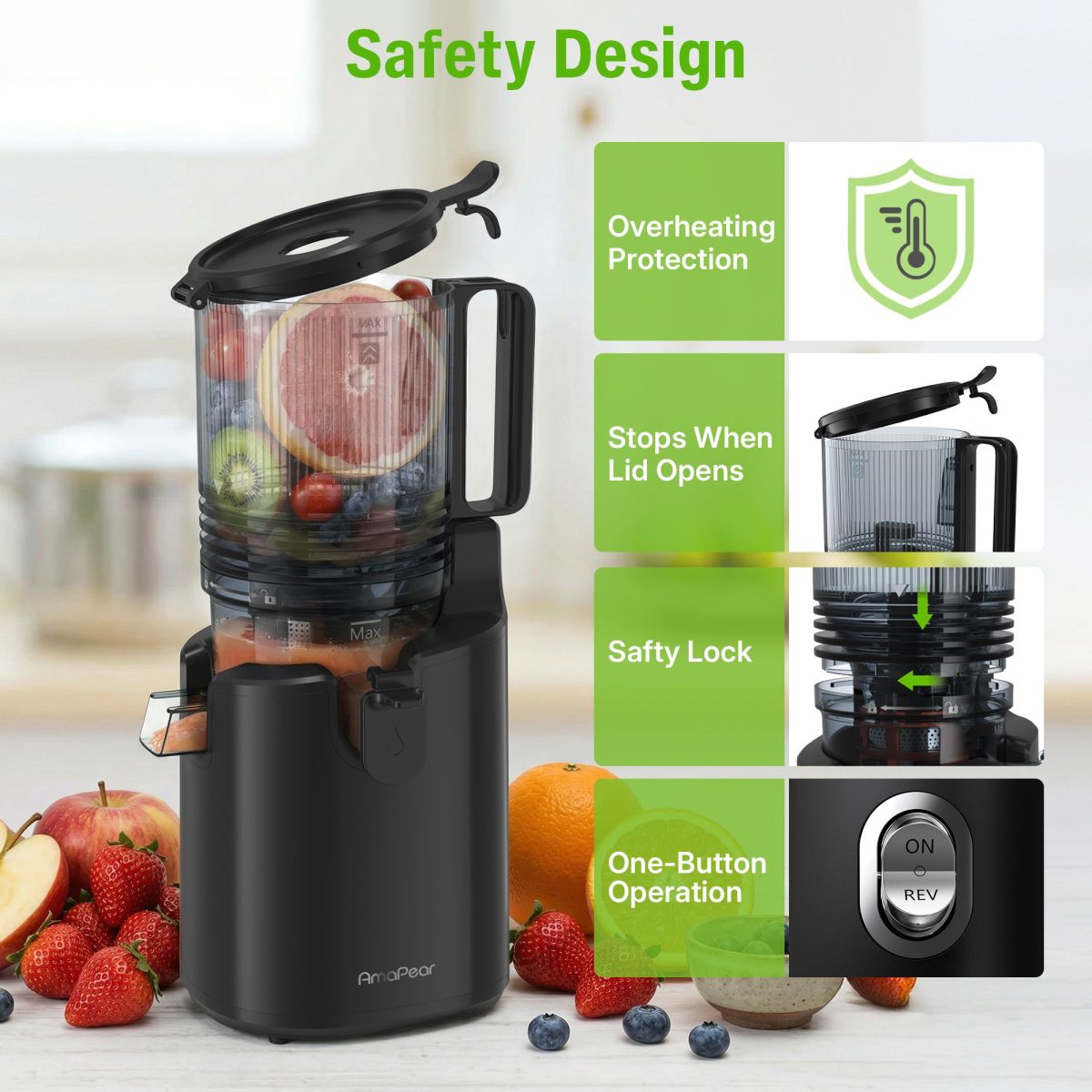 Cold Press Juicer with 6 in. Wide Feed Chute, Slow Masticating Juicer (FBA warehouse) - Image 5