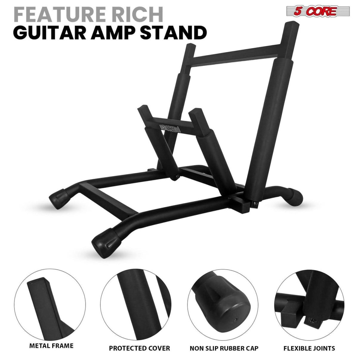 5 Core Guitar Amp Stand Heavy Duty Foam Cover Arm Adjustable Low Profile Collapsible - Image 4