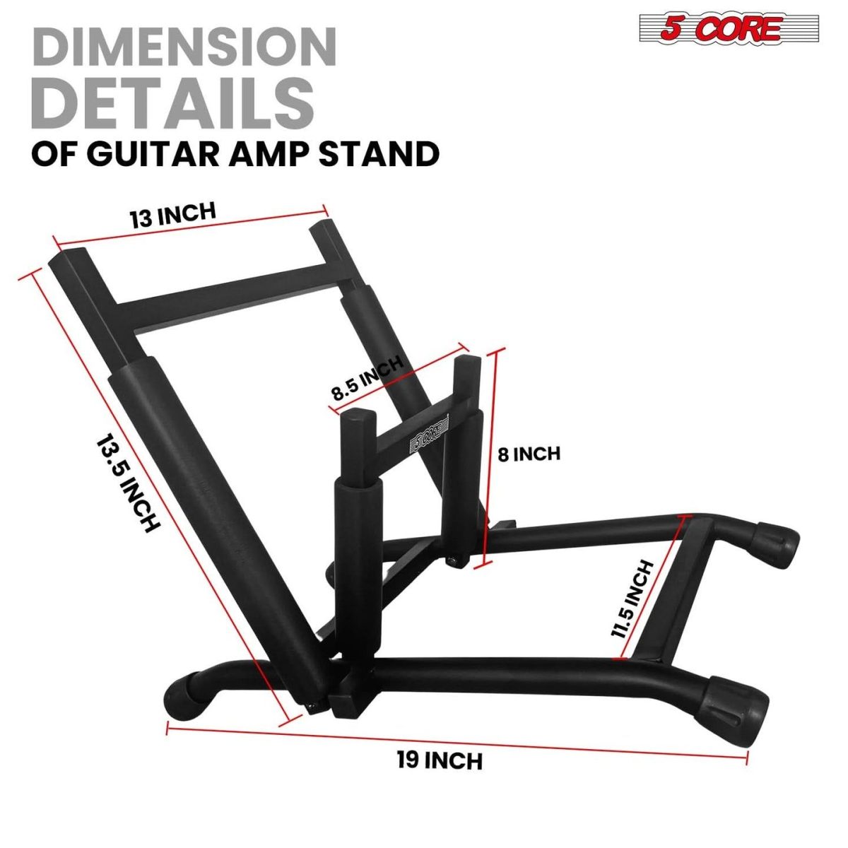 5 Core Guitar Amp Stand Heavy Duty Foam Cover Arm Adjustable Low Profile Collapsible - Image 7
