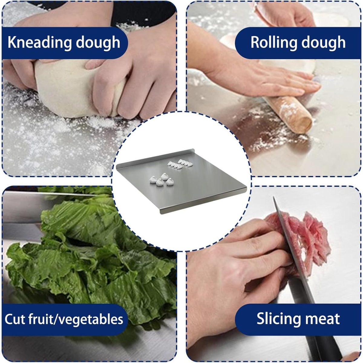 Stainless Steel Cutting Board for Kitchen - Large 304 Chopping Boards, Suitable for Meat Vegetables Bread and Baking,Kitchen Accessories, - Image 14