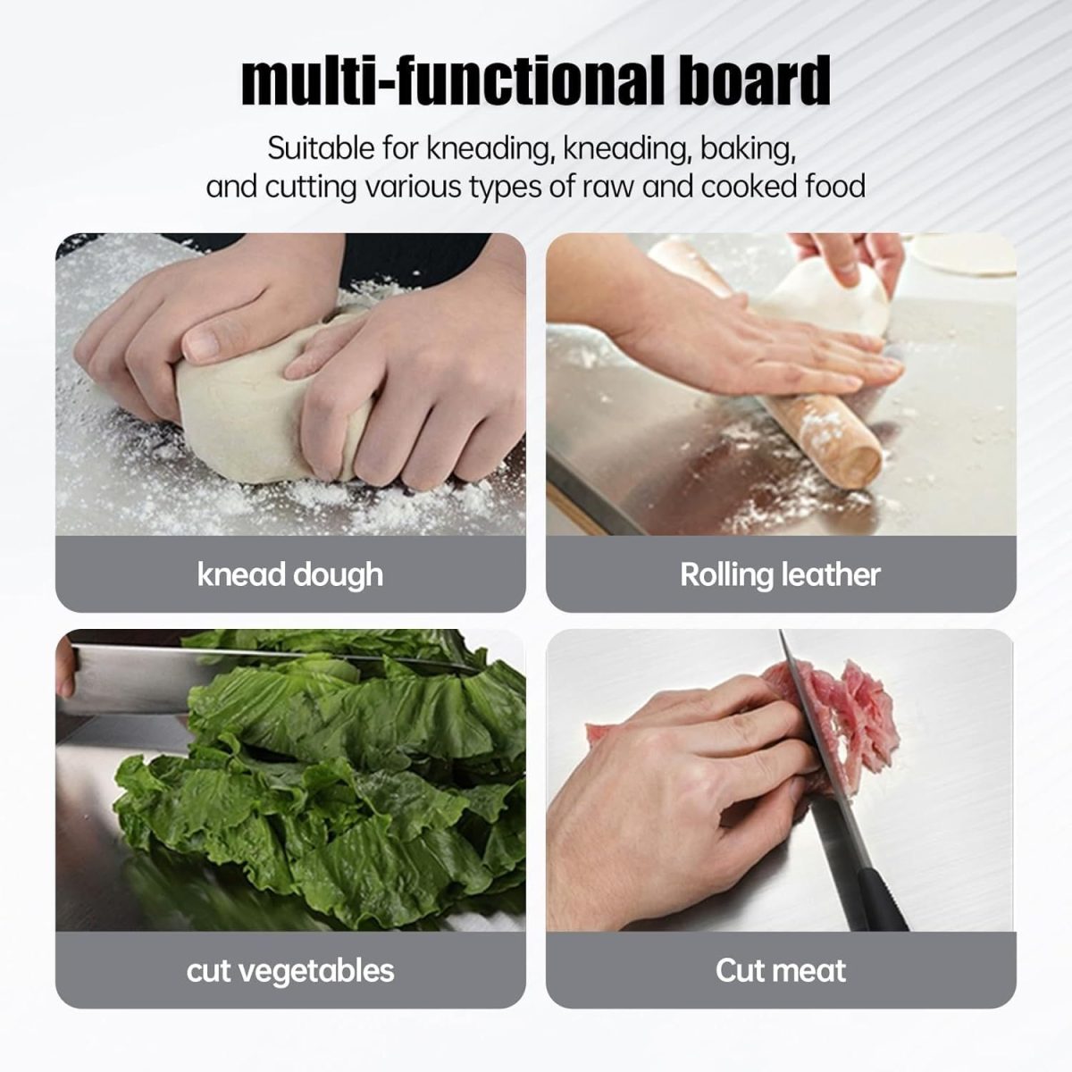 XXL cooked meat baking tray, double-sided cutting board, stainless steel rolling plate, breakfast tray, suitable for fruits, vegetables, meats, Father's Day gift Chopping Kitchen Knives - Image 49