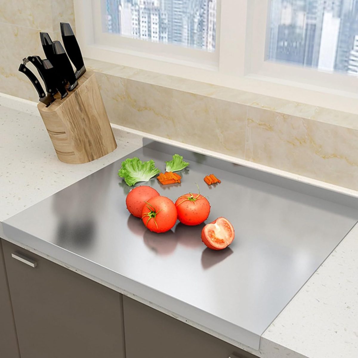 XXL cooked meat baking tray, double-sided cutting board, stainless steel rolling plate, breakfast tray, suitable for fruits, vegetables, meats, Father's Day gift Chopping Kitchen Knives - Image 42