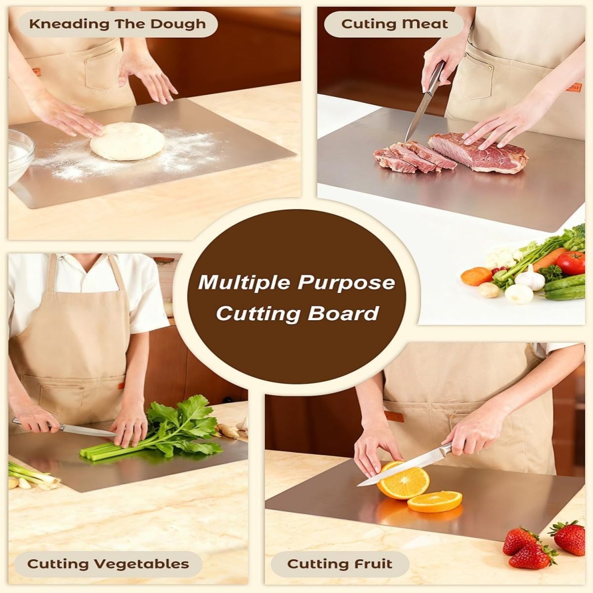 Stainless Steel Cutting Board for Kitchen - Large 304 Chopping Boards, Suitable for Meat Vegetables Bread and Baking,Kitchen Accessories, - Image 50