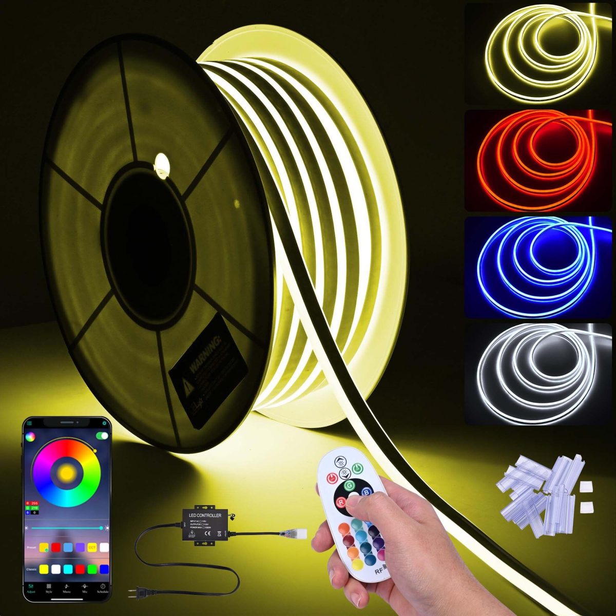 LED Neon Rope Lights with Remote Control 100-FT Color-Changing - Image 2