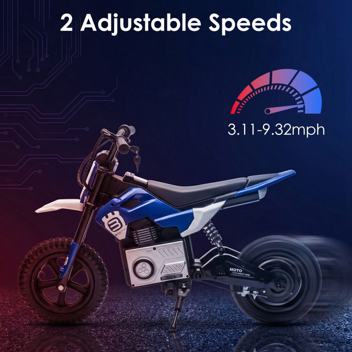 24V Kids Electric Motocross Ride On Motorcycle, 200W High Speed Hub Motor Dirt Bike Toy with Rear Shock Absorber, Adjustable Speed, LED Breathing Light & Wireless Music for Kids Ages 5-12 - Image 15