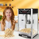 Popcorn Machine with 16 Ounce Kettle, Countertop Popcorn Maker Commercial Popcorn Machine w/Stainless Steel Scoop, Oil Spoon for Home Movie Theater, Black