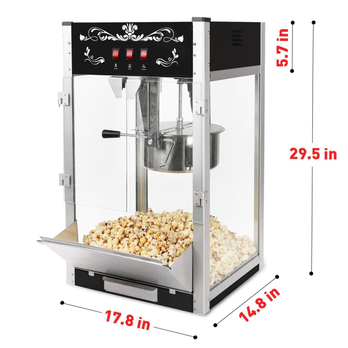 Popcorn Machine with 16 Ounce Kettle, Countertop Popcorn Maker Commercial Popcorn Machine w/Stainless Steel Scoop, Oil Spoon for Home Movie Theater, Black - Image 6