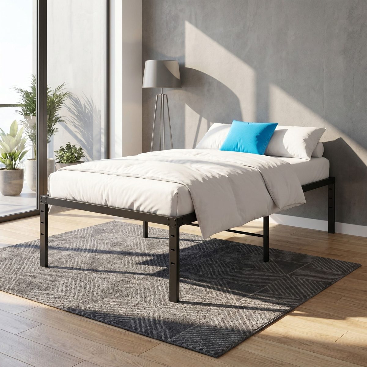 14 Inch Heavy Duty Metal Bed Frame with Under Bed Storage, No Box Spring Platform Bed Base, Tool Free Easy Assembly Steel Mattress Foundation for Bedroom - Image 2