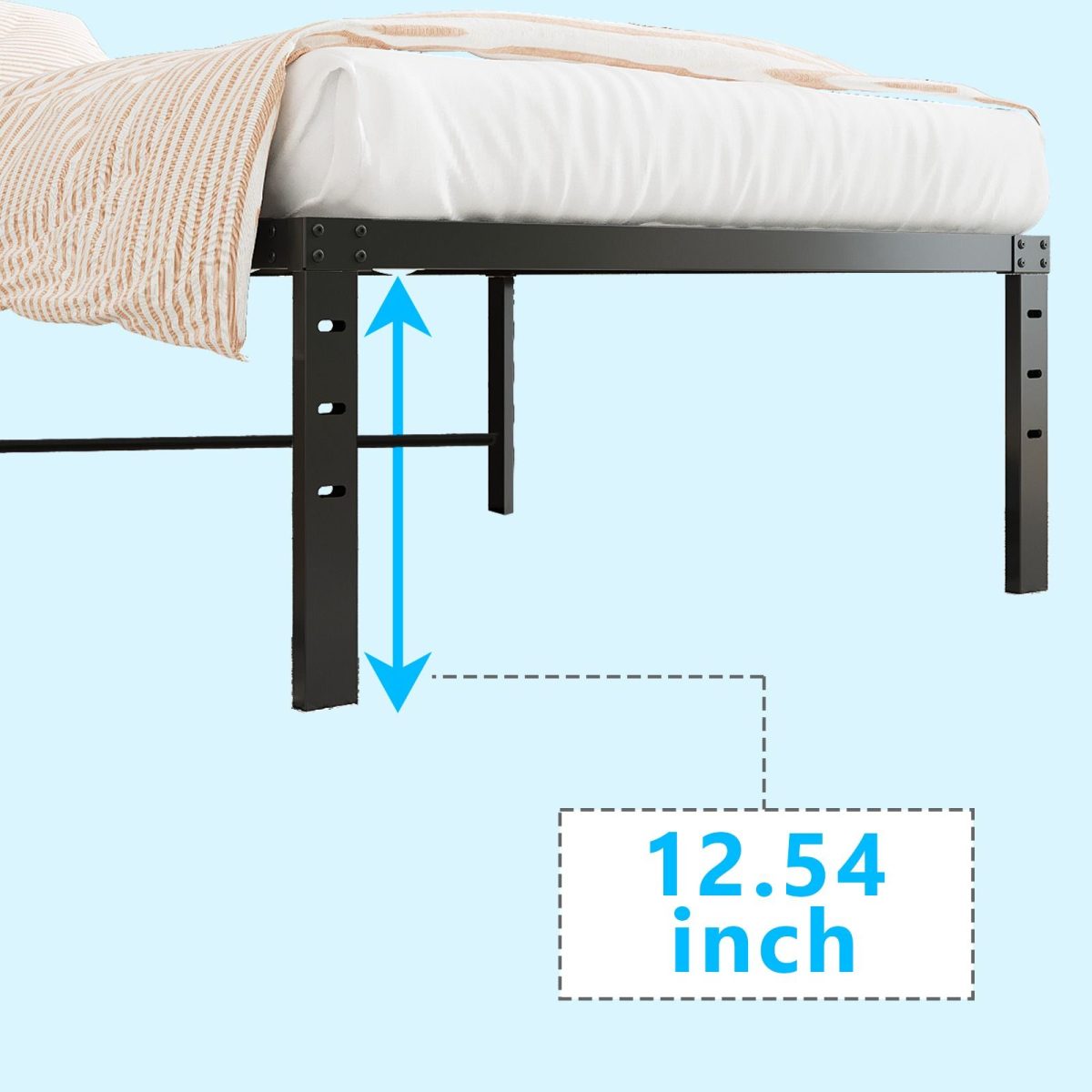 14 Inch Heavy Duty Metal Bed Frame with Under Bed Storage, No Box Spring Platform Bed Base, Tool Free Easy Assembly Steel Mattress Foundation for Bedroom - Image 8