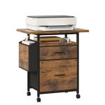 24 Inch Rolling File Cabinet with 2 Drawers, Mobile Printer Stand with Open Storage Shelf, Under Desk Office Organizer for Home Office and Workspace