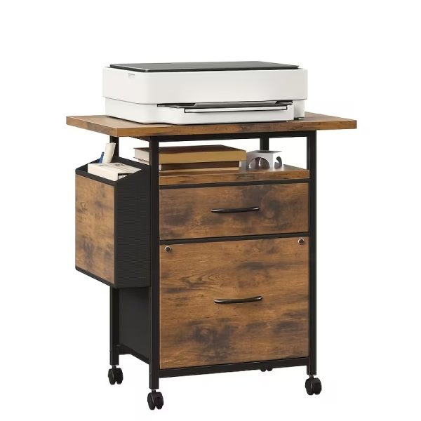 24 Inch Rolling File Cabinet with 2 Drawers, Mobile Printer Stand with Open Storage Shelf, Under Desk Office Organizer for Home Office and Workspace