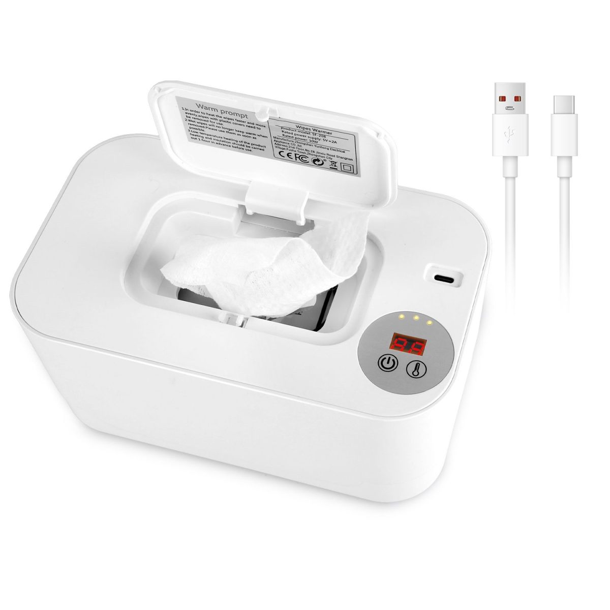 Baby Wipe Warmer With 3 Temperature Settings Type-C Powered Baby Wet Wipes Dispenser With Night Light Large Capacity Diaper Wipe Warmer For Baby - Image 2