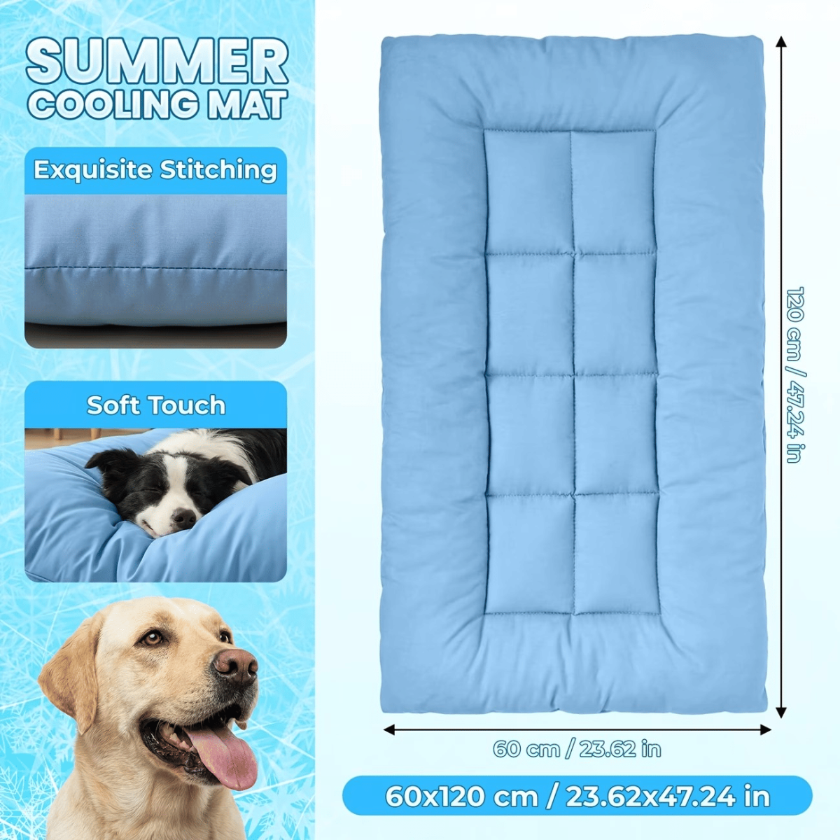 Extra-Large Summer Cooling Mat Dog Sofa Bed | Ultra-Soft, 8 Compartments, Extra-Large Plush Dog Sofa Bed | Super Soft, Thick Polyester Pet Mat with a Non-Slip Bottom | Comfortable Rectangular Sofa Sui - Image 6