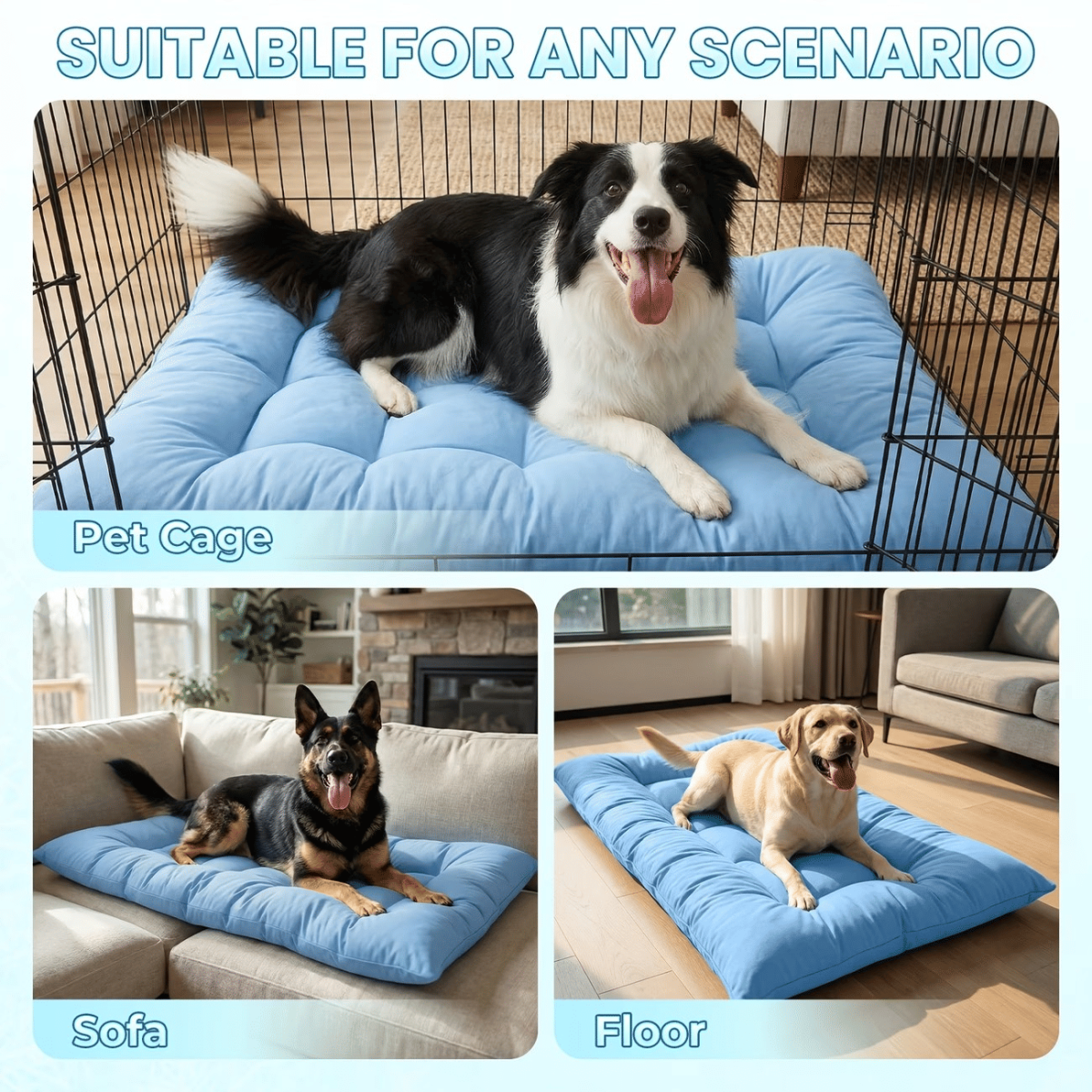 Extra-Large Summer Cooling Mat Dog Sofa Bed | Ultra-Soft, 8 Compartments, Extra-Large Plush Dog Sofa Bed | Super Soft, Thick Polyester Pet Mat with a Non-Slip Bottom | Comfortable Rectangular Sofa Sui - Image 8