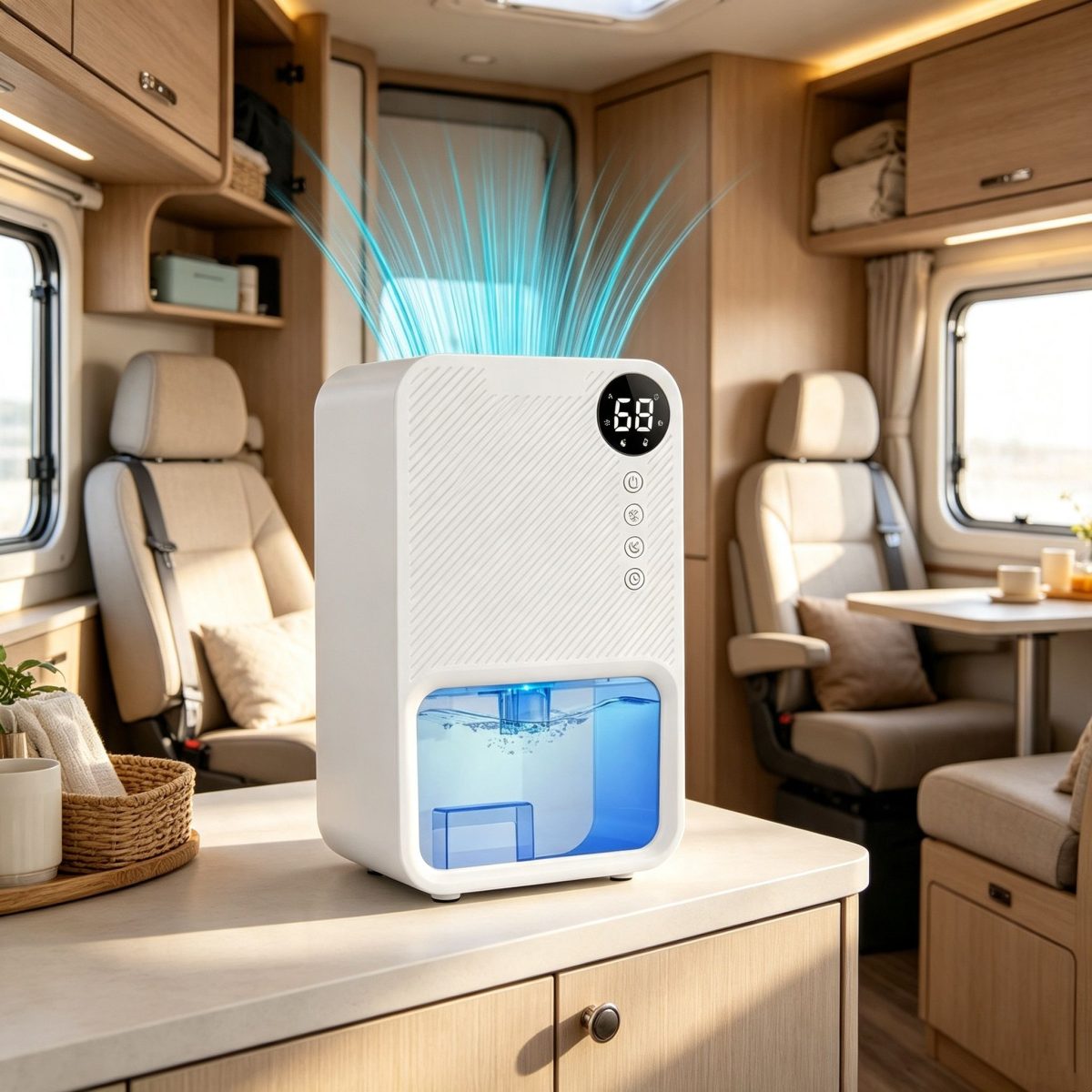 Portable Small Dehumidifier with Humidity Display, 10oz Moisture Removal per Day, 1.1L Water Tank, 1-24H Timer & 7-Color Night Light for Bathroom RV Closet - Image 12