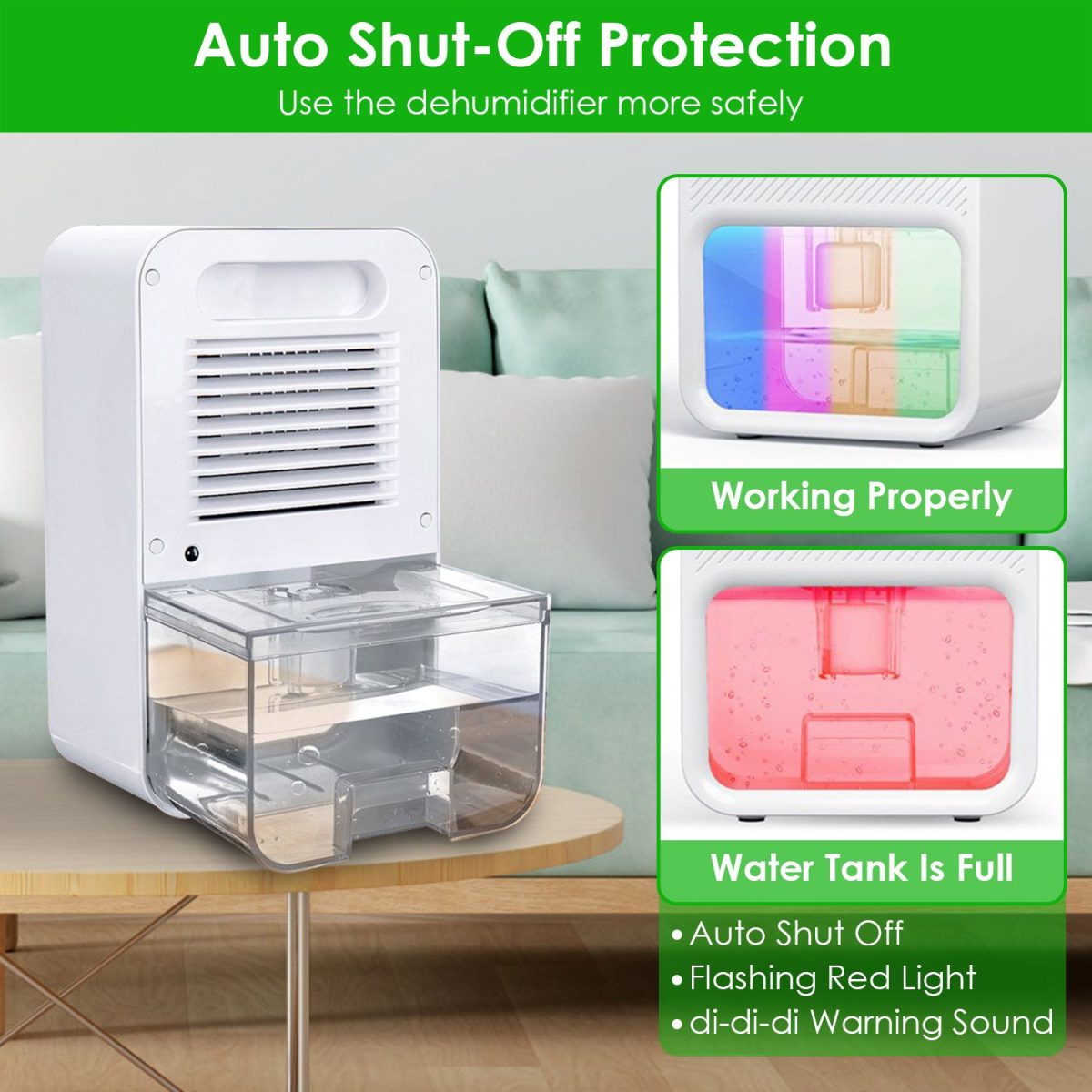 Portable Small Dehumidifier with Humidity Display, 10oz Moisture Removal per Day, 1.1L Water Tank, 1-24H Timer & 7-Color Night Light for Bathroom RV Closet - Image 6