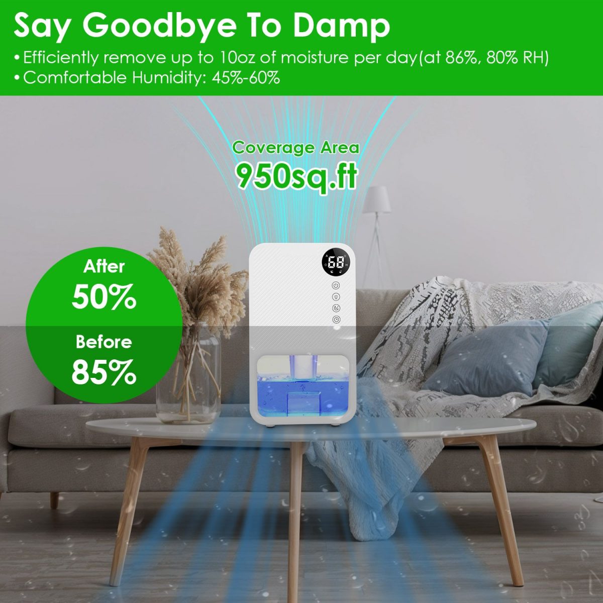Portable Small Dehumidifier with Humidity Display, 10oz Moisture Removal per Day, 1.1L Water Tank, 1-24H Timer & 7-Color Night Light for Bathroom RV Closet - Image 10