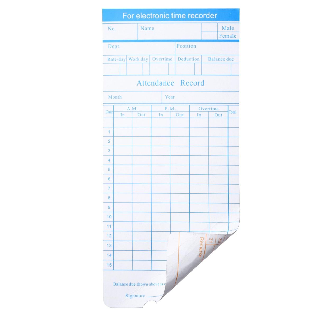 50 Time Cards for Attendance Punching Machine - Image 2