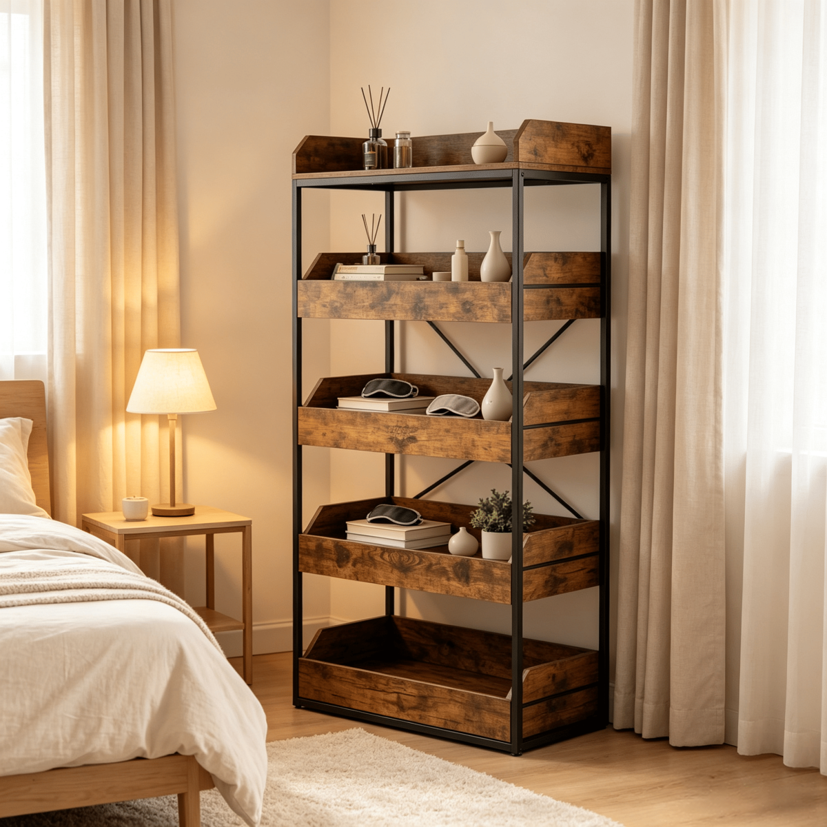 5-Tier Food Storage Rack with 4 Pull-out Drawers Adjustable Feet Kitchen Organizer for Pantry Cupboard Storage - Image 4