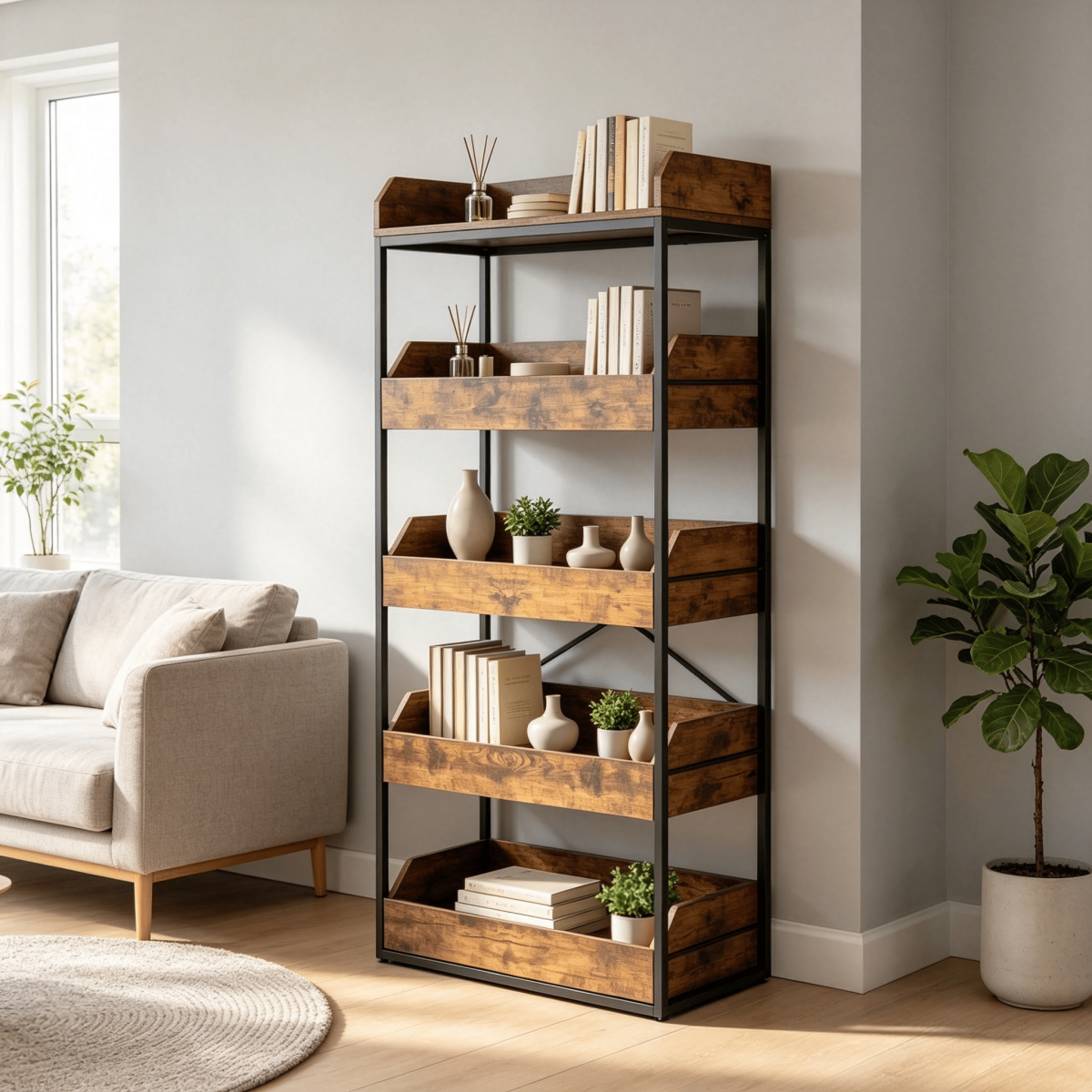 5-Tier Food Storage Rack with 4 Pull-out Drawers Adjustable Feet Kitchen Organizer for Pantry Cupboard Storage - Image 5