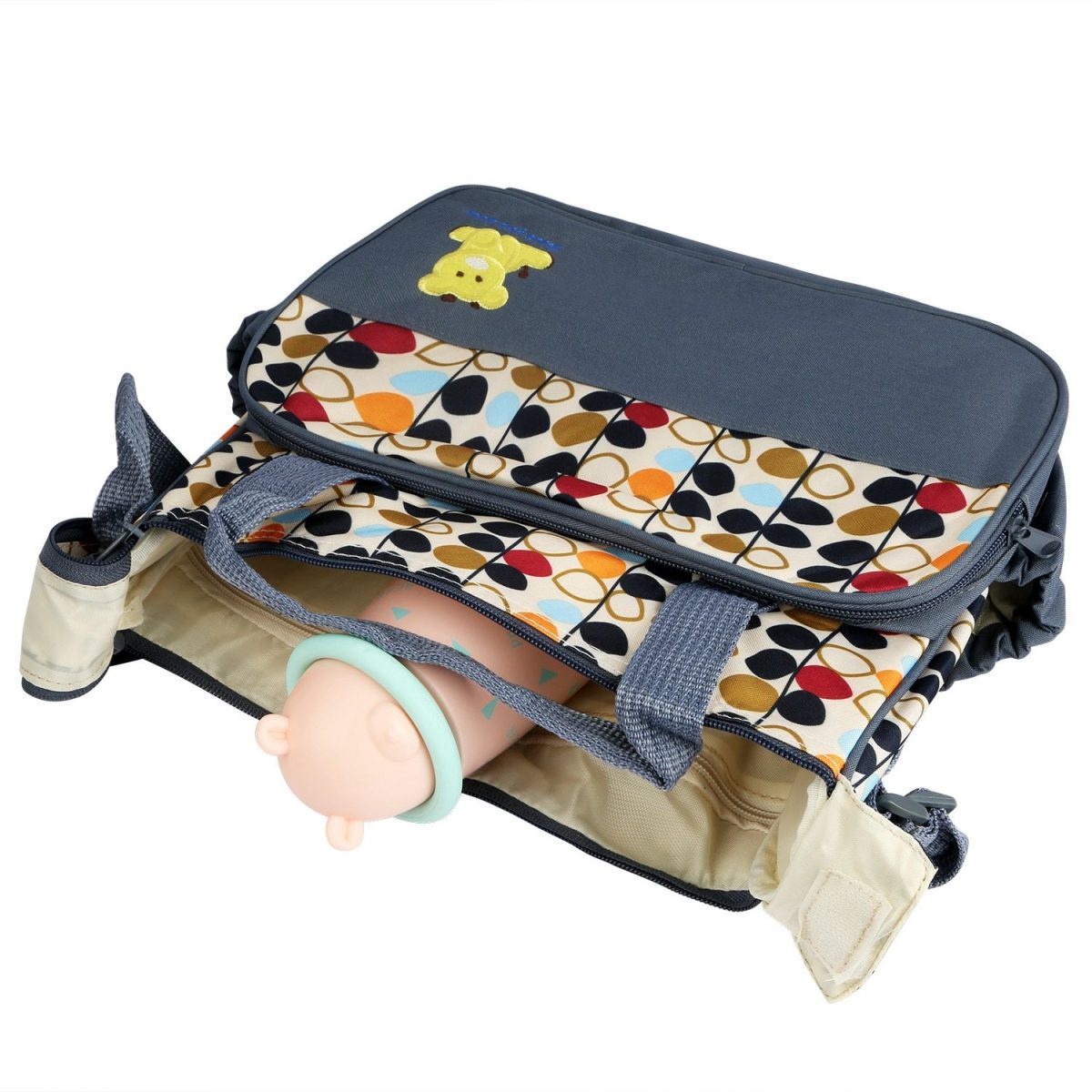 5PCS Baby Nappy Diaper Bags Set Mummy Diaper Shoulder Bags w/ Nappy Changing Pad Insulated Pockets Travel Tote Bags For Mom Dad - Image 18