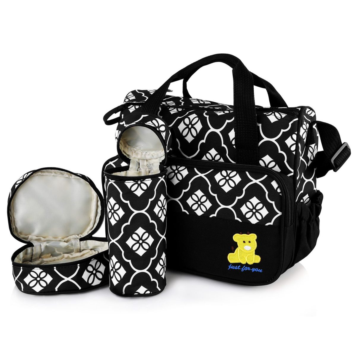 5PCS Baby Nappy Diaper Bags Set Mummy Diaper Shoulder Bags w/ Nappy Changing Pad Insulated Pockets Travel Tote Bags For Mom Dad - Image 42