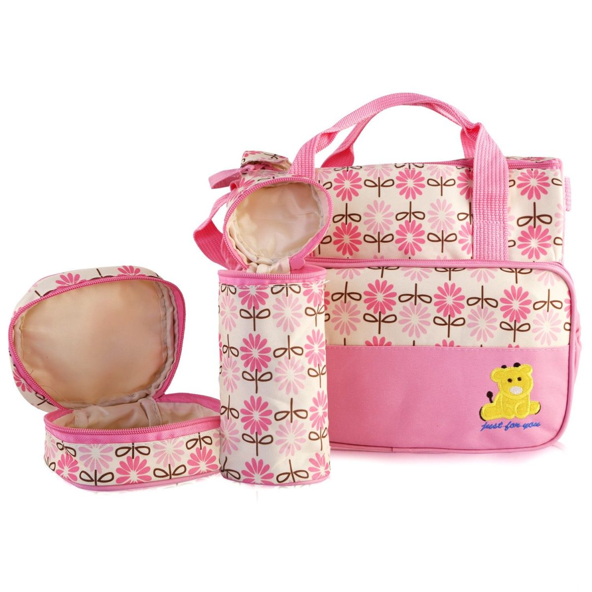 5PCS Baby Nappy Diaper Bags Set Mummy Diaper Shoulder Bags w/ Nappy Changing Pad Insulated Pockets Travel Tote Bags For Mom Dad - Image 30