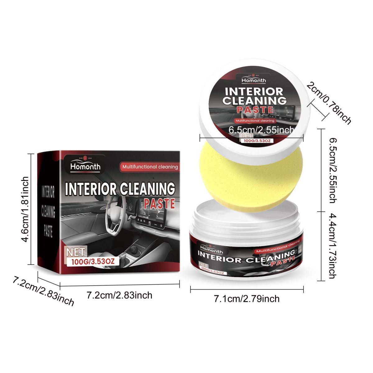HOMONTH Automotive Interior Cleaning Paste, 1 Kit - Image 3