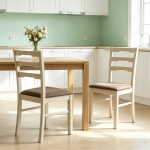 Set of 2 Linen Style Upholstered Dining Chairs with Wood Frames Home Decor Kitchen Dining Room Furniture