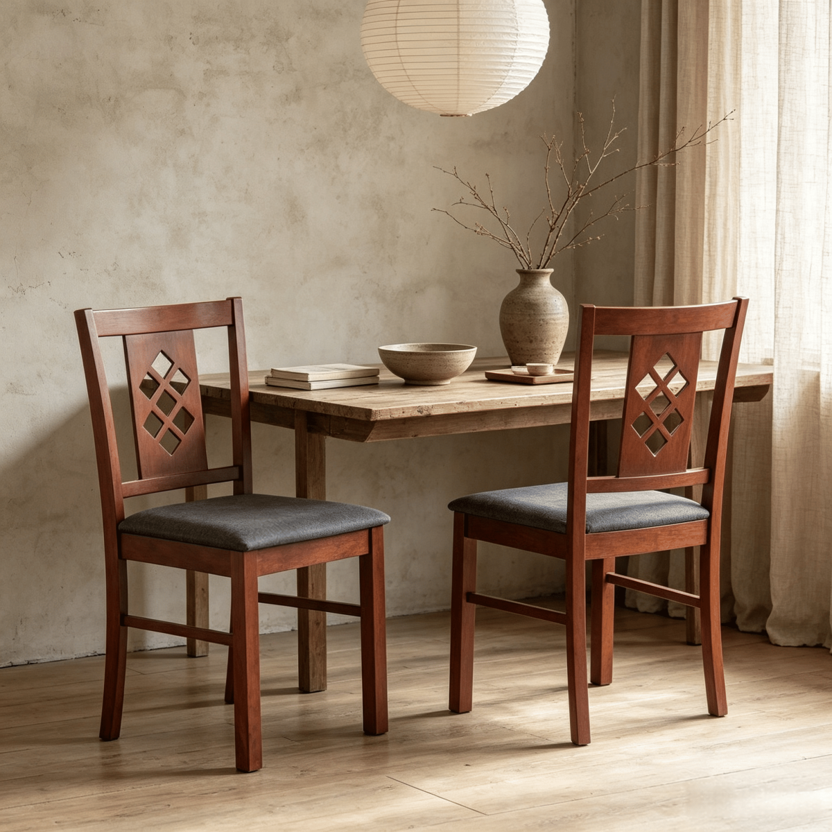 Set of 2 Linen Style Upholstered Kitchen Chairs with Wood Frames - Dining Room Seating with Classic Elegance - Image 4