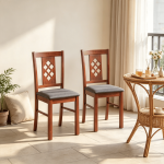 Set of 2 Linen Style Upholstered Kitchen Chairs with Wood Frames - Dining Room Seating with Classic Elegance