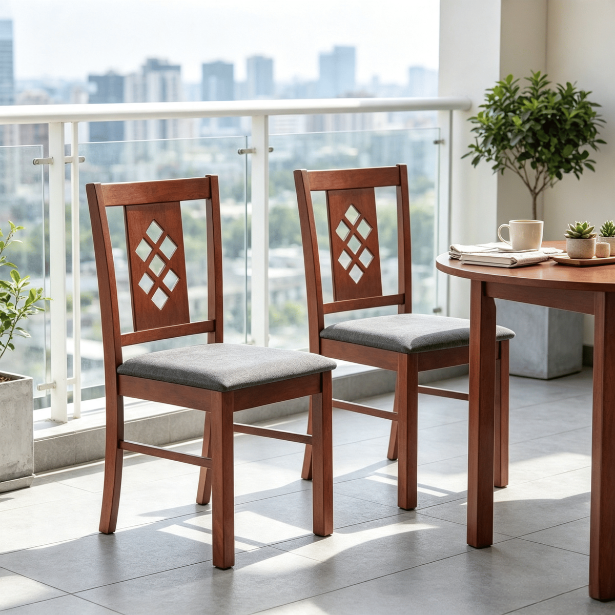 Set of 2 Linen Style Upholstered Kitchen Chairs with Wood Frames - Dining Room Seating with Classic Elegance - Image 5