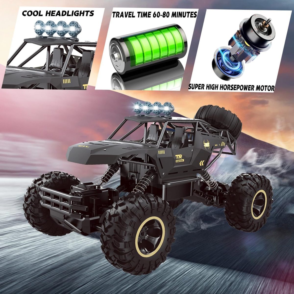 2026 RC 1:12 4WD Large Remote Control Cars Off-road Rock Crawler Monster Truck with 2 Battery ,Kids Toys Gifts - Image 3