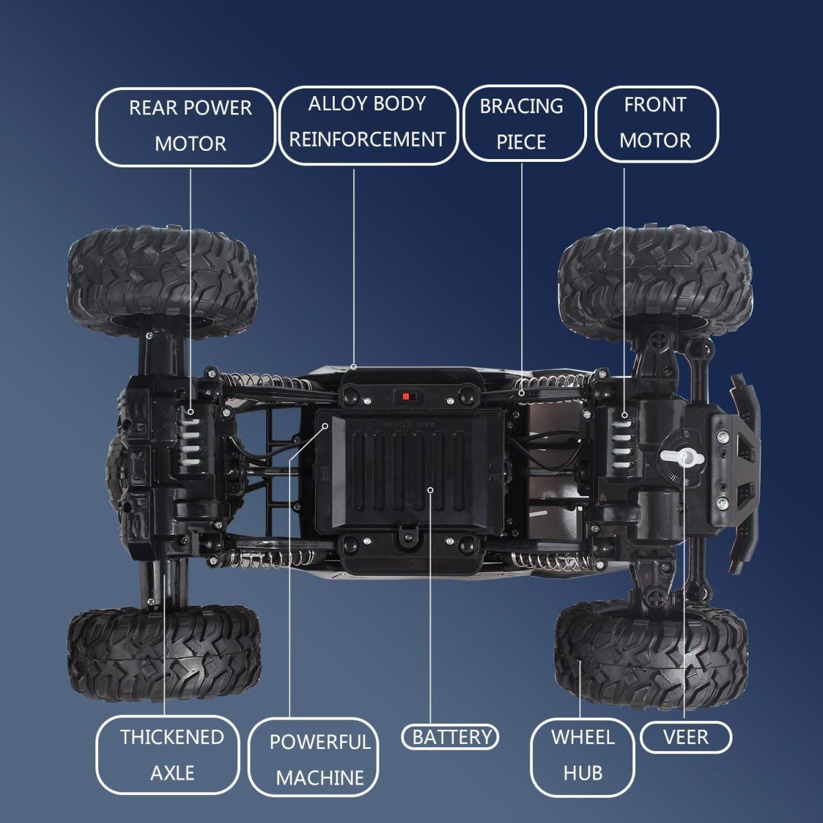 2026 RC 1:12 4WD Large Remote Control Cars Off-road Rock Crawler Monster Truck with 2 Battery ,Kids Toys Gifts - Image 9