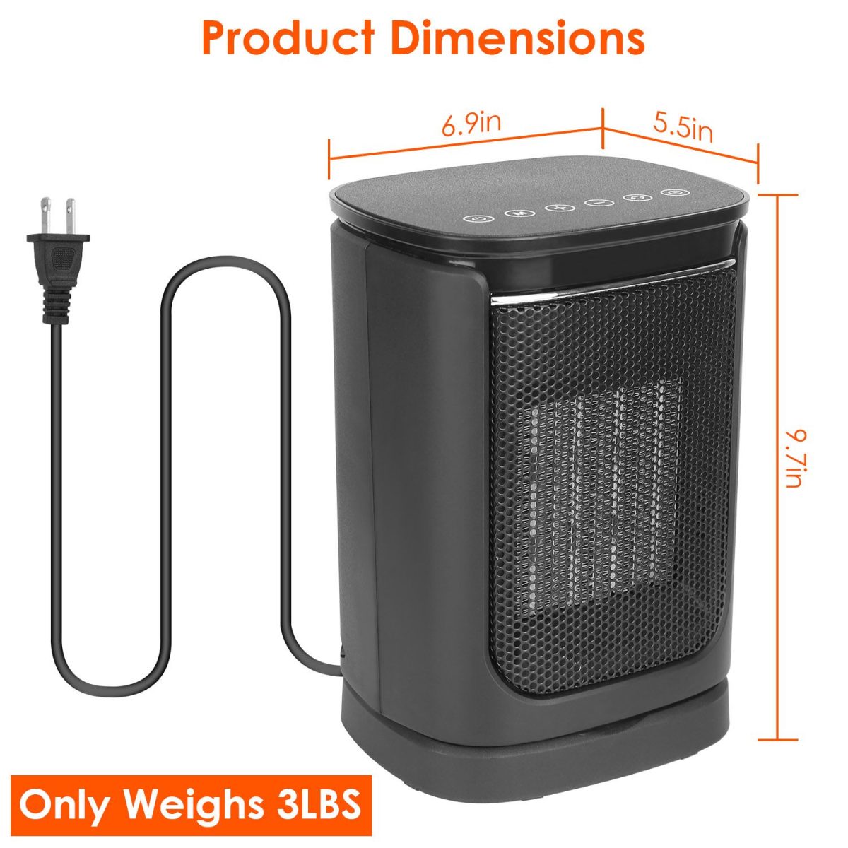 1500W Oscillating Ceramic Space Heater, Portable Electric Heater with Digital Display,Remote Control,3 Heat Modes,Safety Shut-Off for Indoor Use - Image 2