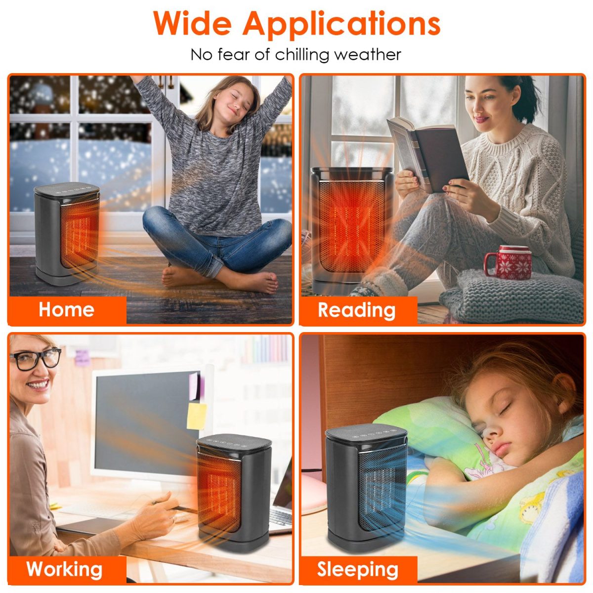 1500W Oscillating Ceramic Space Heater, Portable Electric Heater with Digital Display,Remote Control,3 Heat Modes,Safety Shut-Off for Indoor Use - Image 4