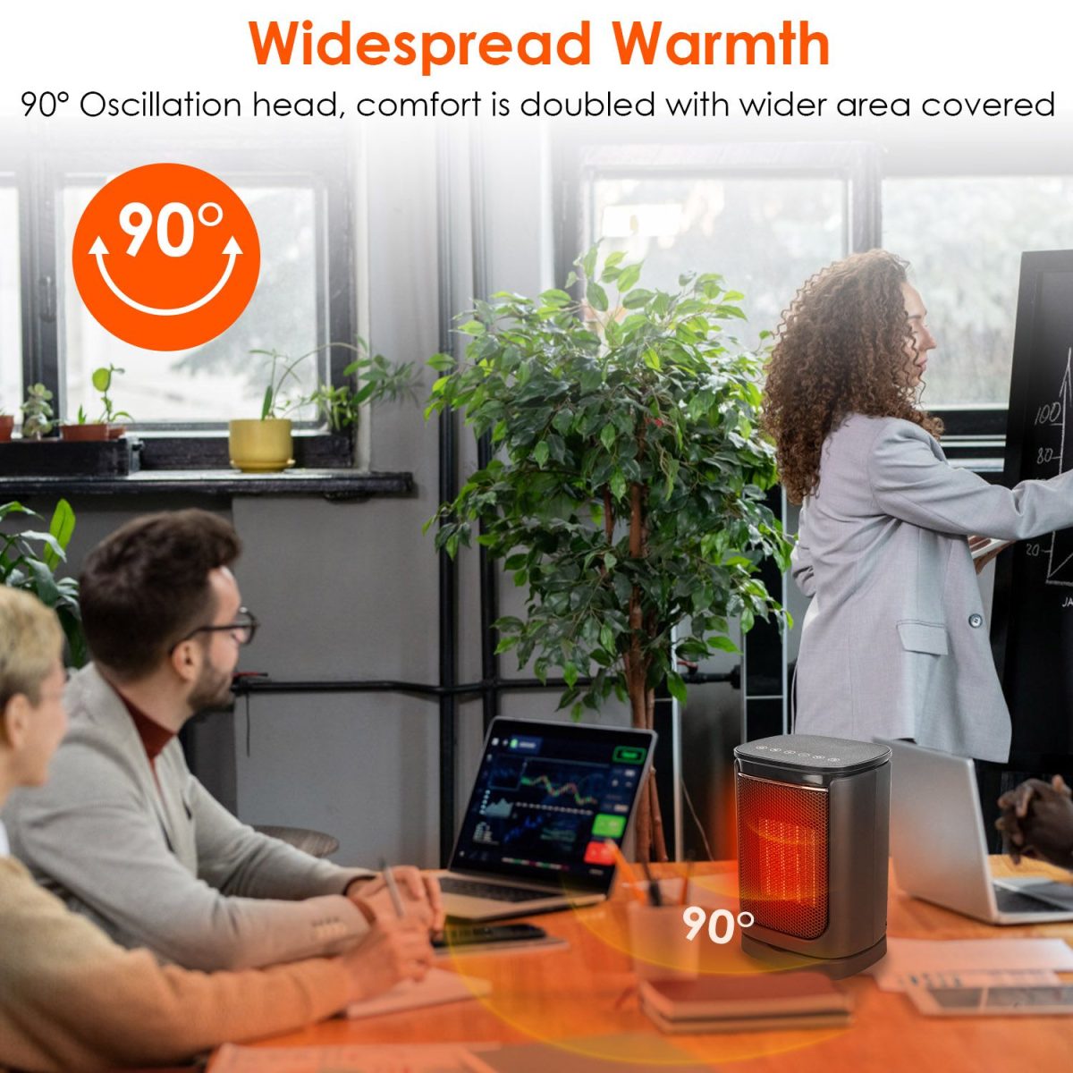 1500W Oscillating Ceramic Space Heater, Portable Electric Heater with Digital Display,Remote Control,3 Heat Modes,Safety Shut-Off for Indoor Use - Image 5